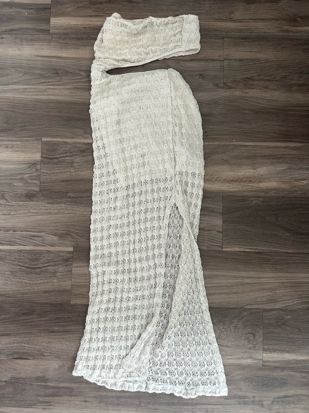 SHEIN White Open-Weave Maxi Dress
